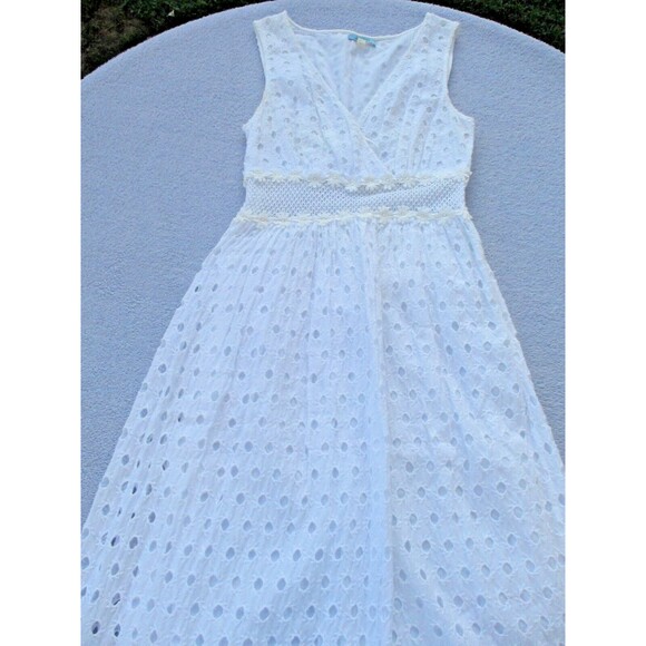 Anthropologie Leifnotes Eyelet Boho Maxi Dress Women's Size 2 White Cotton - Picture 2 of 13